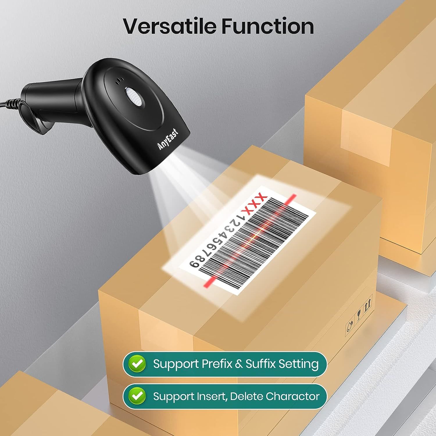Anyeast Barcode Scanner with Stand, 2D 1D QR Code USB Wired Inventory Scanners for POS Computer Support Automatic Screen Scanning