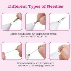 Skin Tag Repair Kit Portable Beauty Equipment Multi-Level with Home Usage USB Charging LCD Level Adjustable 6 Replaceable Needles