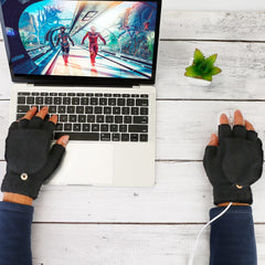 USB Wool Heated Gloves Mitten Half Fingerless Glove Electric Heated Gloves