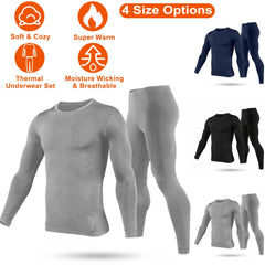 Men Thermal Underwear Set Long Johns Pants Long Sleeve Soft Underwear Kit Top Bottom Winter Sports Suits