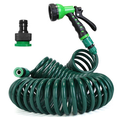 EVA Recoil Garden Hose Flexible Self-coiling Water Hose with 3/4' and 1/2' Adapter with 7 Spraying Modes for Boat Greenhouse Yard Patio