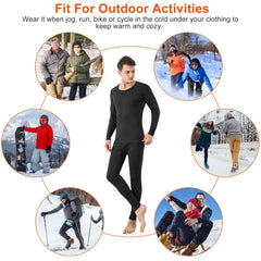 Men Thermal Underwear Set Long Johns Pants Long Sleeve Soft Underwear Kit Top Bottom Winter Sports Suits