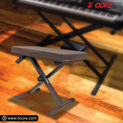 5 Core Keyboard Bench Adjustable Piano Stool Comfortable Thick Padded Heavy Duty Musician Seat - KBB 02 BR