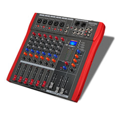 5 Core Audio Mixer 6 Channel DJ Mixing Board Professional Bluetooth USB Analog Mezclador De Audio w Phantom Power Rackmount Console for Live Recording Podcast Karaoke - MX 6CH