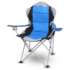 Foldable Camping Chair Heavy Duty Steel Lawn Chair Padded Seat Arm Back Beach Chair 330LBS Max Load with Cup Holder Carry Bag