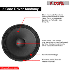 5 Core 15 Inch Subwoofer Speaker 8 Ohm Full Range Replacement DJ Woofer w 60 Oz Magnet - FR 15 140 MS