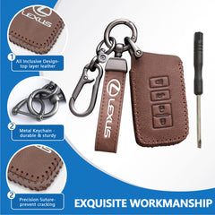 Leather Key Fob Case Cover for LEXUS with Key Chain, Key Holder Replacement Keychain for LEXUS