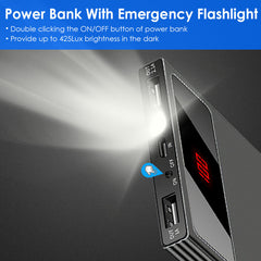 20000mAh Power Bank Ultra Thin External Battery Pack Phone Charger Dual USB Ports Flashlight Battery Remain Display