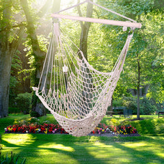 Indoor Outdoor Garden Cotton Hanging Rope Air/Sky Chair Swing Beige Hammocks