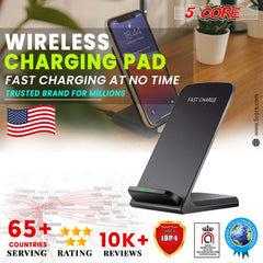 5 Core Magsafe Charger Portable Wireless Charging Station Fast Phone Charger Stand w Sleep Friendly LED 2 Charging Coil -10W Black