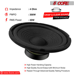 5 Core 6" Inch Car Subwoofer Pair - 300 Watt Audio Speaker High Power Bass Woofer 4 Ohm for Vehicle - WF 672 2 PCS