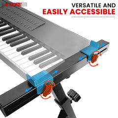 5 Core Keyboard Stand w Wheels Heavy Duty White Height Width Adjustable Z Style Digital Piano Stands - KS Z1 BLK HD WHLS