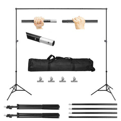 6.5 x 10ft Photo Video Studio Backdrop Background Stand Adjustable Heavy Duty Photography Backdrop Support Stand Set