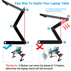 Foldable Laptop Table Bed Notebook Desk with Mouse Board Aluminum Alloy Breakfast Snacking Tray for Home Office Travel Use