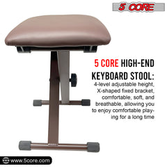 5 Core Keyboard Bench Adjustable Piano Stool Comfortable Thick Padded Heavy Duty Musician Seat - KBB 02 BR