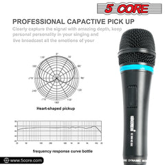 5 Core Handheld Wired Microphone Premium Dynamic Neodymium Unidirectional Mic W/Mesh Grille Metal Body ON/Off Switch 16ft Detachable Cable Suited for Singing, Speech, Karaoke with Clip + Bag- ND 26X