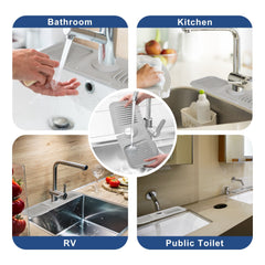 Faucet Splash Mat 14.56x5.51in Silicone Sink Drying Mat Water Drip Catching Tray Water Drainage Pad Sponge Soap Holder for Kitchen Bathroom Sink Faucet