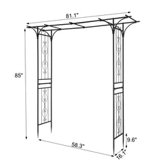 206*41*216cm Iron 16mm Tube Flat Top Courtyard Iron Arch Black RT