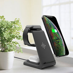 15W 3 in 1 Wireless Charger Dock Fast Charging Station Stand Holder