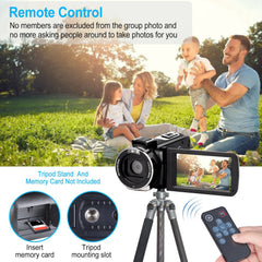 2.7K Camcorder 42MP 18X Zoom Digital Video Camera Rechargeable Vlogging Camera with 3in 270° Rotating IPS Screen Fill Light Remote Control Battery