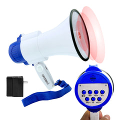 5 Core Megaphone Speaker Portable • 30W Bullhorn w Siren • Adjustable Volume Bull Horn • 800 Feet Range • Battery Powered Handheld Mega Phone for Coaches Safety Drill- 8R-USB-WB