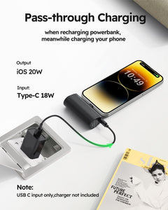 Mini Portable Charger for iPhone, 5000mAh 20W PD Fast Charging Battery Pack, Cordless Portable External Backup Charger for iPhone 13, 12, 11, 8, 7, XR, XS Max, Pro Max, AirPods