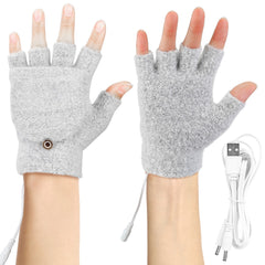 USB Wool Heated Gloves Mitten Half Fingerless Glove Electric Heated Gloves