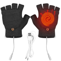 USB Wool Heated Gloves Mitten Half Fingerless Glove Electric Heated Gloves