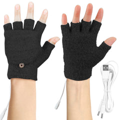 USB Wool Heated Gloves Mitten Half Fingerless Glove Electric Heated Gloves