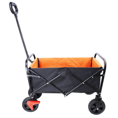 Mini Folding Wagon Garden Shopping Beach Cart (black+yellow+brake)