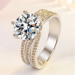 Plated Silver  Ring For Women Luxury Bridal Engagement Wedding Rings Fine Jewelry