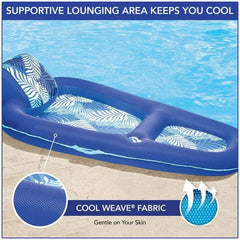 2-in-1 Oversized Tanner & Recliner for Adults, Pool Float, Blue