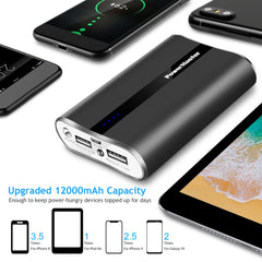 12000mAh Portable Charger with Dual USB Ports 3.1A Output Power Bank Ultra-Compact External Battery Pack