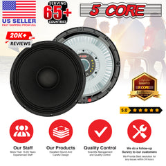 5 Core 10 Inch Subwoofer Speaker • 600W Max • 8 Ohm Fullrange Replacement DJ Bass Sub Woofer Loudspeaker • 3" Voice Coil • 96 Oz Magnet • Aluminum Frame- FR 10 185 AL