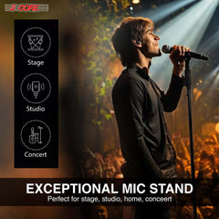 5Core Universal Microphone Stand Height Adjustable 35 to 57" Round Base Floor Mic Holder Metal Build - MS RBL HND CLCH