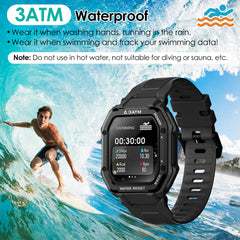 1.69in Full Touch Wireless Smart Watch 3ATM Waterproof Sport Fitness Watch with Sleep Heart Rate Blood Oxygen Blood Pressure Monitor Fit for iPhone Android