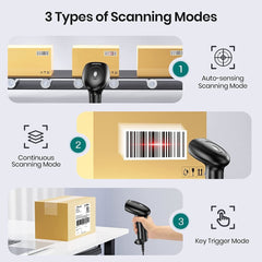 Anyeast Barcode Scanner with Stand, 2D 1D QR Code USB Wired Inventory Scanners for POS Computer Support Automatic Screen Scanning