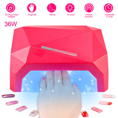 36W UV LED Lamp Nail Polish Dryer 15 LEDs Fingernail Toenail Gel Curing Machine Nail Art Painting Salon Tools Set US Plug