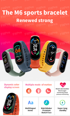 M6 Smart Bracelet Heart Rate Blood Pressure Bluetooth Music Weather Sleep Monitoring Smart Sports Bracelet