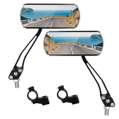 1 Pair Handlebar Bike Mirrors Adjustable 360 Degree Rotatable Safe Rearview Bicycle Mirror Scratch Resistant Rectangular Bike Mirror