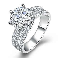 Plated Silver  Ring For Women Luxury Bridal Engagement Wedding Rings Fine Jewelry