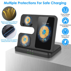 3 In 1 Fast Wireless Charger for Qi-enabled Phones Earphones Watches Wireless Charging Station