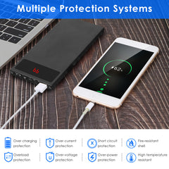 20000mAh Power Bank Ultra Thin External Battery Pack Phone Charger Dual USB Ports Flashlight Battery Remain Display