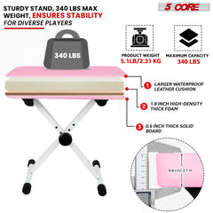 5 Core Keyboard Bench Height Adjustable Piano Chair Thick Padded Music Stool Heavy Duty Seat - KBB PNK HD