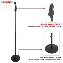 5Core Universal Microphone Stand Height Adjustable 35 to 57" Round Base Floor Mic Holder Metal Build - MS RBL HND CLCH