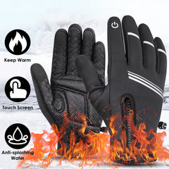 1Pair Winter Gloves Touchscreen Thermal Windproof Fleece Lined Gloves