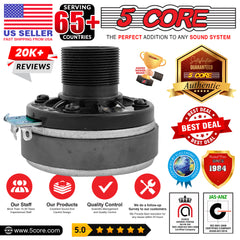 5 Core Compression Driver 1\" Exit Screw-On Horn 200W PMPO Tweeter Driver Unit High Frequency 8 Ohms 1\" Voice Coil 108dB Also-for Car Audio Speaker System 5C-D26