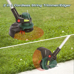 Cordless String Trimmer/Edger, 10" Electric Garden Weed Eater with 20V/2.0 AH Battery and Charge