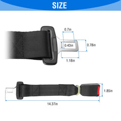 2Pcs Car Seat Belt Extender 14.37in Buckle Tongue Webbing Extension Safety Belt