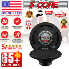 5 Core 6" Inch Car Subwoofer Pair - 300 Watt Audio Speaker High Power Bass Woofer 4 Ohm for Vehicle - WF 672 2 PCS